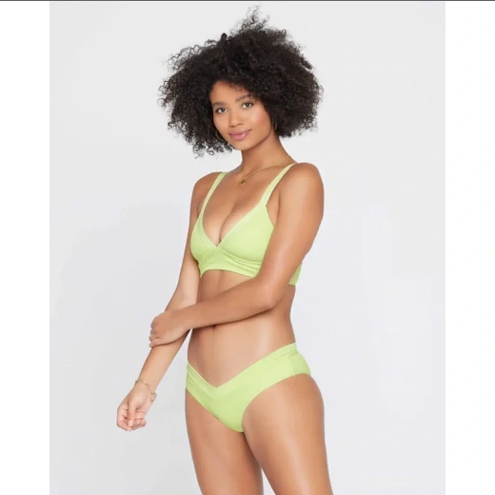 L*SPACE Ribbed Pratt Bikini Bottom In Mojito